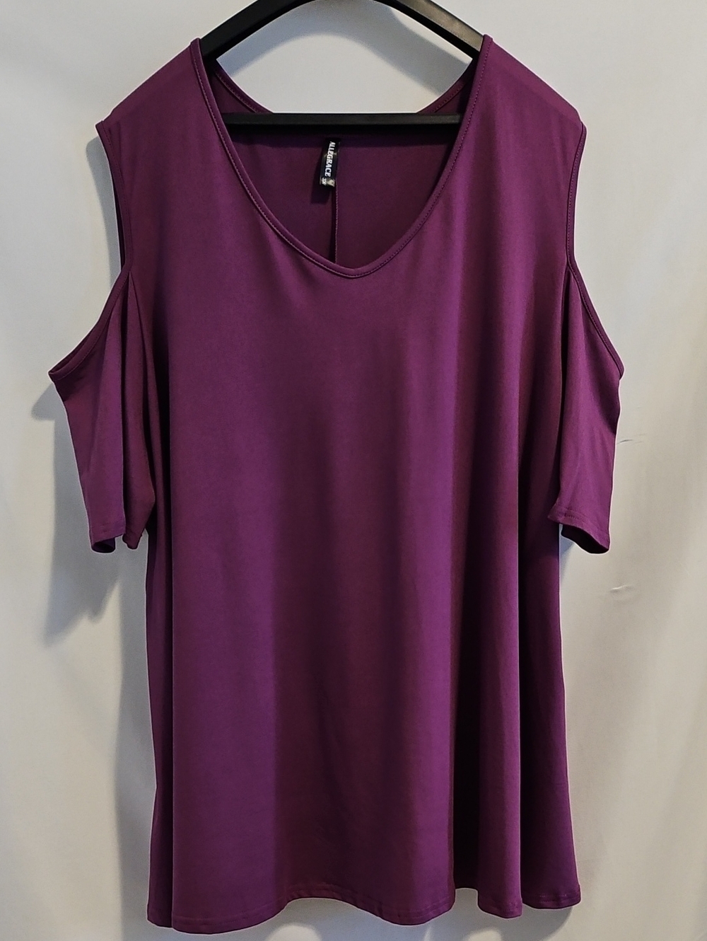3X Allegrace Purple Cold Shoulder Short Sleeve Tunic Top - Plus Size  Excellent - Picture 2 of 9